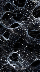 Naklejka premium Intricate Quantum Gravity Inspired Black and White Knitting Pattern - A Unique Artistic Interpretation of Quantum Physics Through Textiles