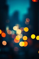 Bokeh lights creating a dreamy urban night scene with soft focus and colorful glowing spots : Generative AI