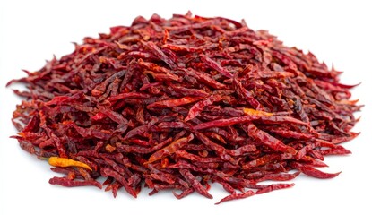 Dried Chili Peppers Pile Isolated White Background