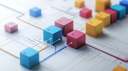 Obraz premium Abstract Colorful Cubes Network Data Visualization