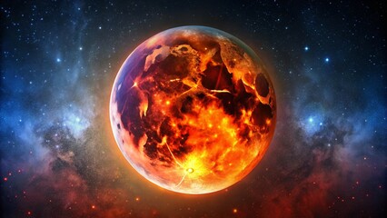 Obraz premium Breathtaking Deep Red Lunar Eclipse Night Sky Celestial Event Stock Photo