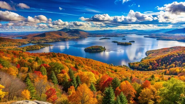 Breathtaking Panoramic View of Lake Memphremagog from Owl's Head Mountain Peak