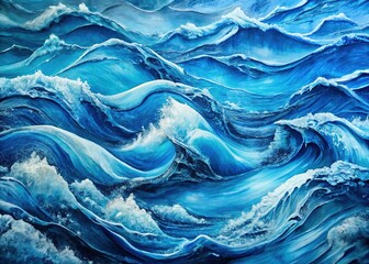 Obraz premium Aerial Ocean Texture: Frozen Wave Abstract, Blue Water Art