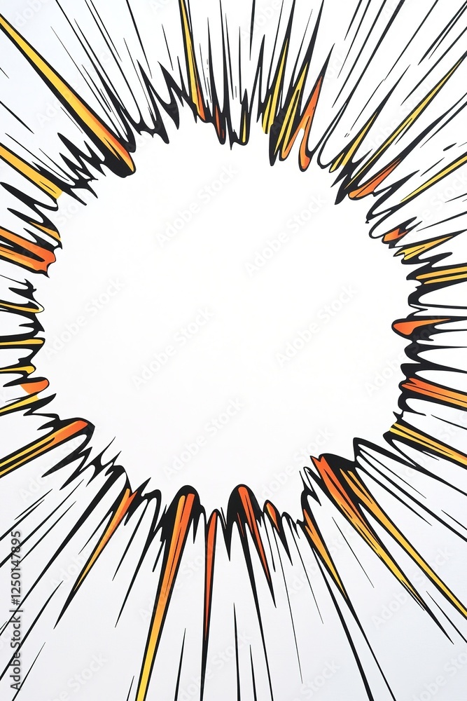 Poster dynamic explosion effect with sharp lines radiating outward, cre