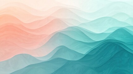 Abstract Pastel Mountain Range: Serene Teal and Peach Hues