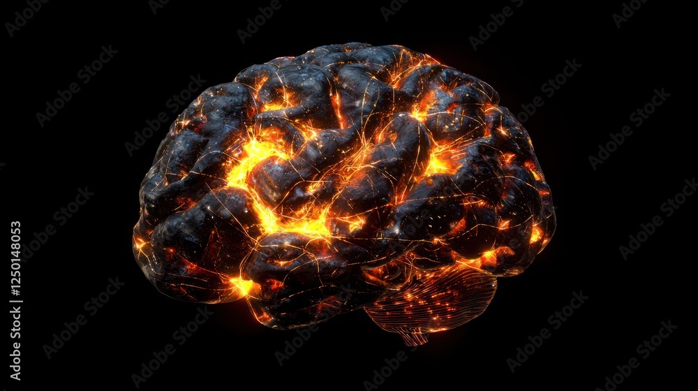 Aufkleber fiery brain: a digital rendering of intense neural activity