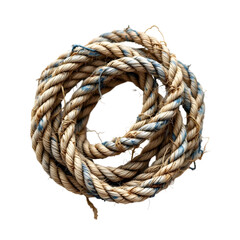 Obraz premium A weathered rope coil, woven with magical threads. white background (1)