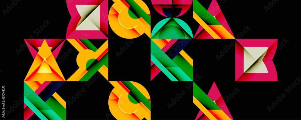 Poster minimal geometric abstract background. circle square and triangle design