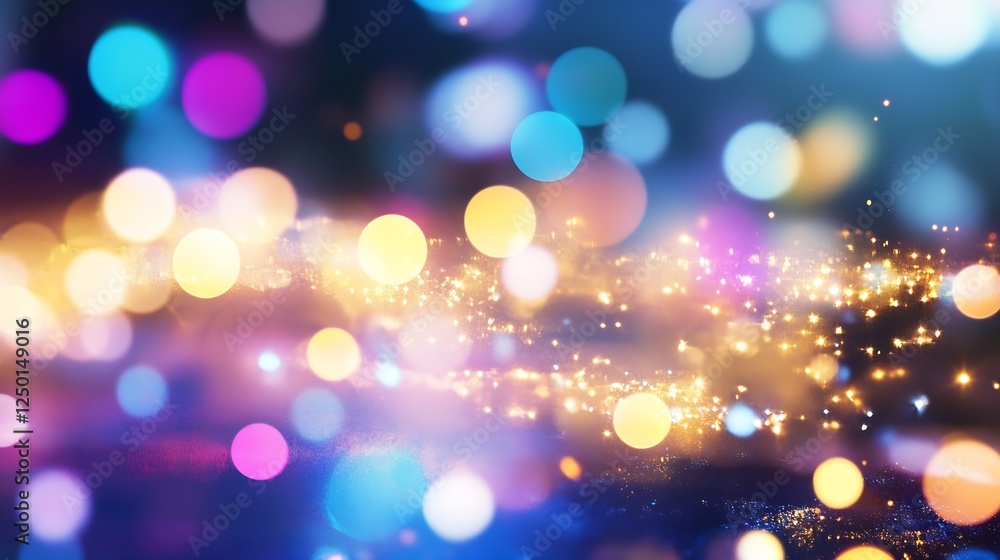 Poster abstract colorful bokeh background with bright light spots and soft focus : generative ai