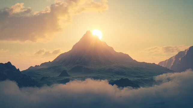 Majestic Sunset over a Mountain Peak