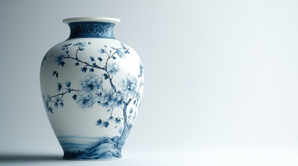 Elegant Blue and White Porcelain Vase with Floral Design