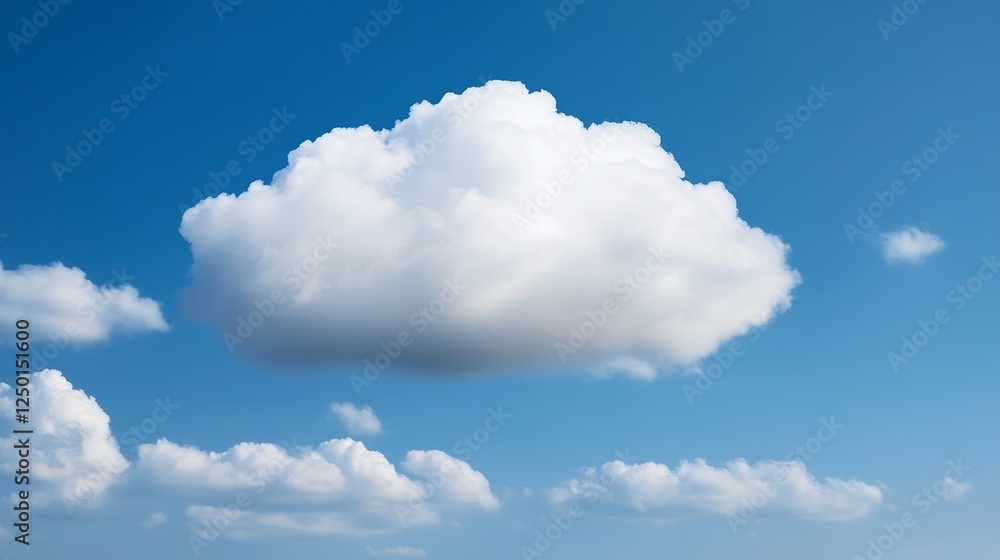 Poster fluffy white clouds in bright blue sky creating a peaceful and calm atmosphere : generative ai