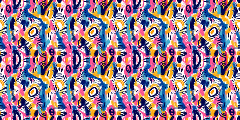 Cartoon hand-drawn doodles on the subject of summer holidays theme seamless pattern