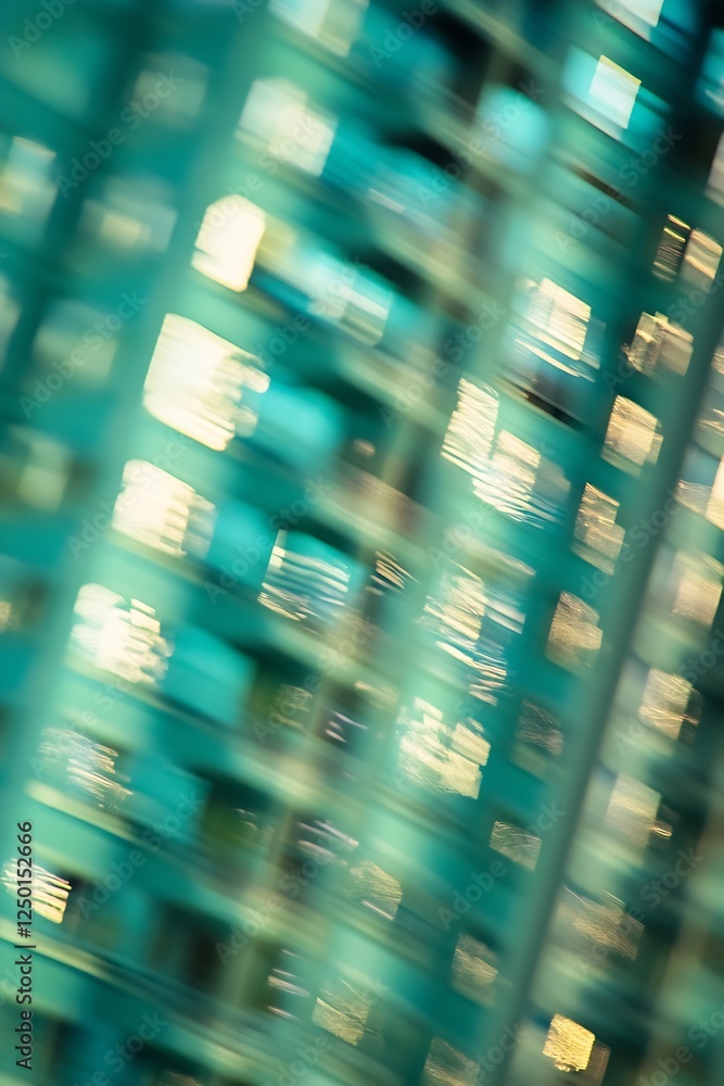 Aufkleber abstract blurred background of turquoise and gold reflective light patterns : generative ai