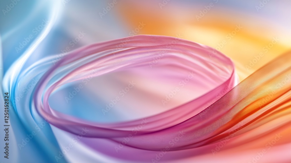 Poster Abstract Colorful Swirls of Fabric Flowing in Waves Creating a Dreamy Visual Effect : Generative AI
