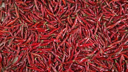 Naklejka premium Dried Red Chili Peppers Background Texture.