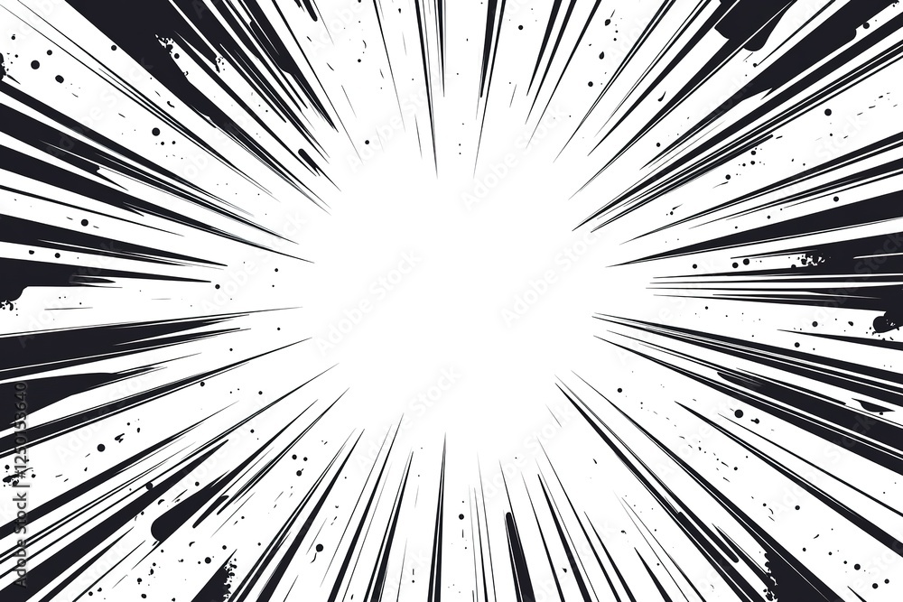 Poster dynamic explosion effect radiating outward with bold lines and e