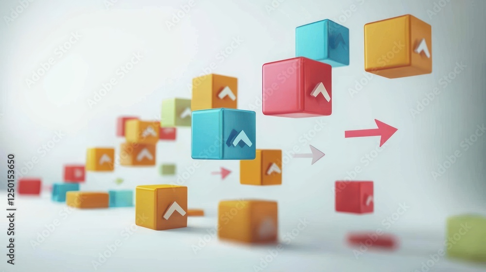 Aufkleber abstract 3d colorful blocks representing growth and progress