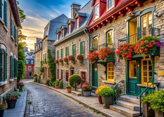 Obraz premium Charming Quebec City Streets: Candid European Architecture Photography