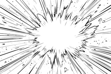 Fototapeta premium Dynamic explosion effect with radiating lines and splatter, emph