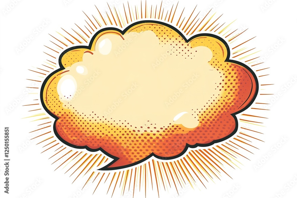 Poster bright and playful speech bubble with dynamic rays, perfect for