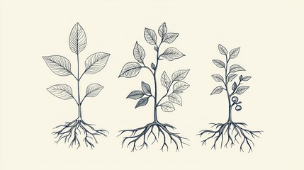 Growth Stages of a Plant: Botanical Illustration