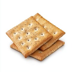 Fototapeta premium Delicious Stack of Savory Crackers Isolated on White Background.