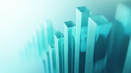 Frosted glass 3D graph depicting financial growth, clean modern design, centered composition. Symbolizes progress and innovation in finance.