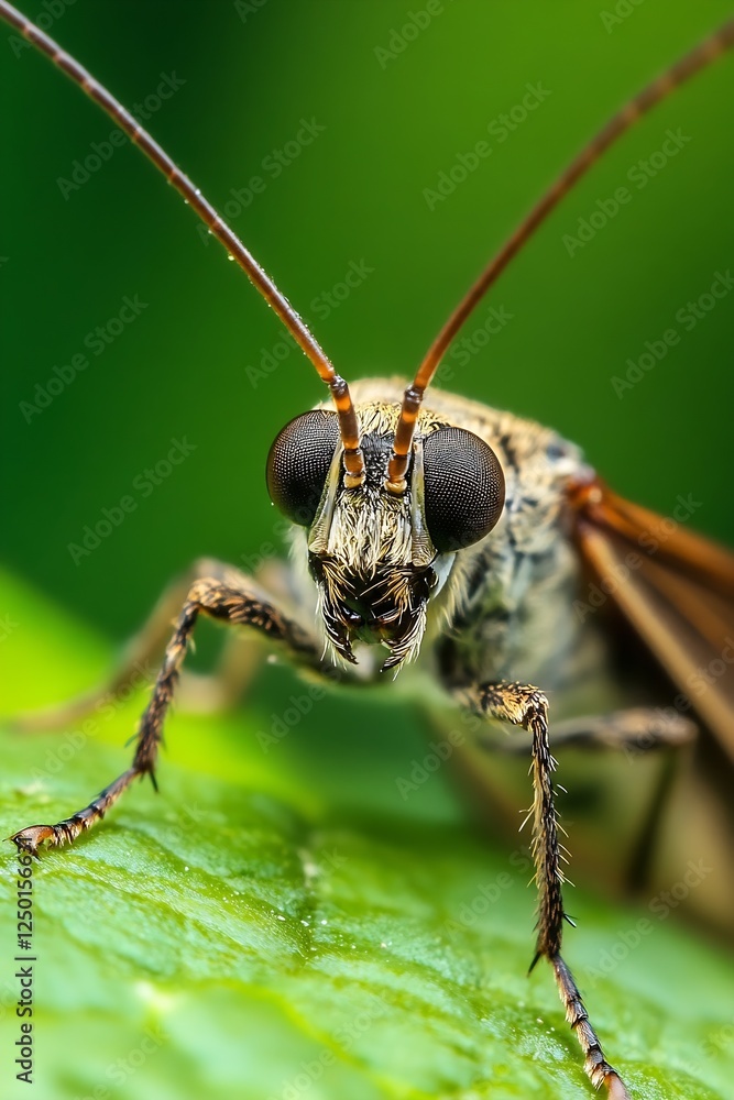 Aufkleber close-up of a butterfly resting on a leaf in nature's serenity : generative ai
