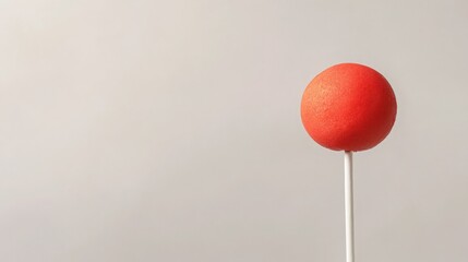 valentine's day food concept. Red sphere on a stick against a neutral background.