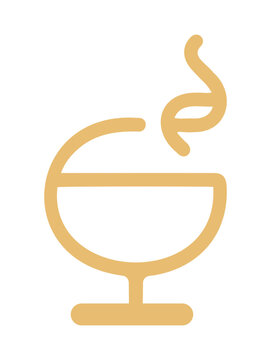 Simple line art of a goblet with steam