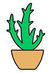 Obraz premium Cute potted succulent plant illustration.