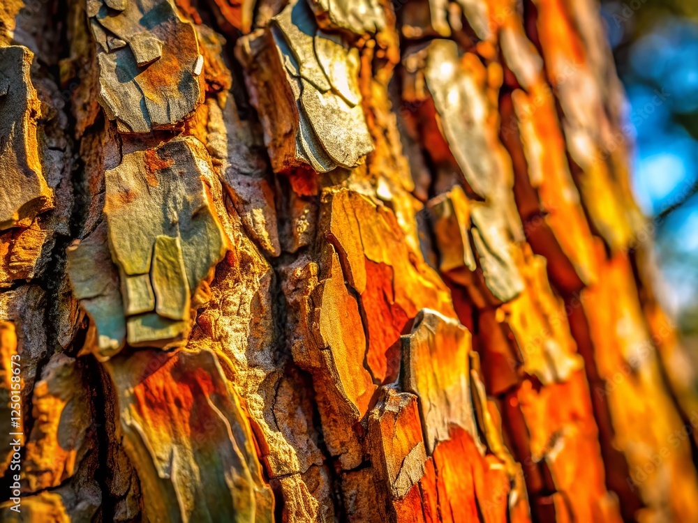 Aufkleber close-up texture of rustic tree bark in natural forest setting