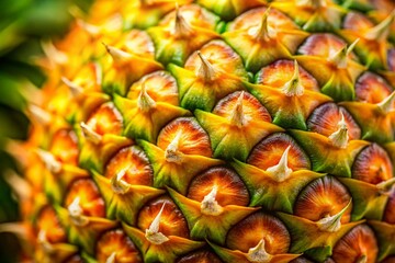 Fototapeta premium Close-Up Texture of Ripe Pineapple, Tropical Fruit Background, Detailed Macro Photography
