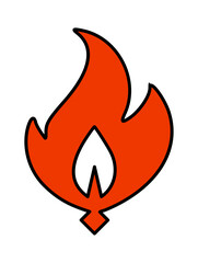 Fiery orange flame symbol design.