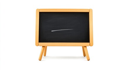 Wooden easel chalkboard with a faint chalk mark, isolated on white background for educational use