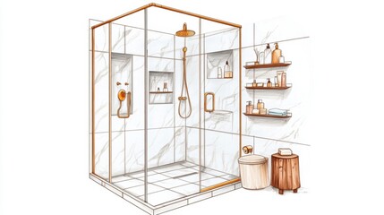 Modern Bathroom Upgrade Featuring Walk-In Shower and Marble Tiles