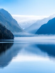 Majestic Mountain Landscape with Reflections on a Calm Blue Lake : Generative AI