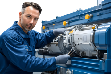 portrait of a worker with a drill