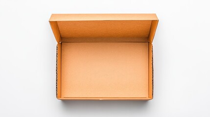 Empty cardboard box viewed from above, showcasing its interior and clean edges, ideal for packaging