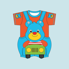 bear riding car in dress model,design cartoon vector illustration