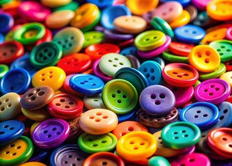 Colorful Office Stationery Buttons in Low Light -  Close-up Stock Photo