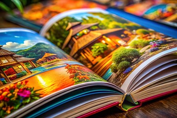 Fototapeta premium Colorful Print Book Layout Design, High-Resolution Stock Photo