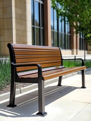 Stylish Outdoor Wooden Bench for Relaxation and Leisure : Generative AI