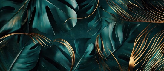 Teal leaves with gold accents.