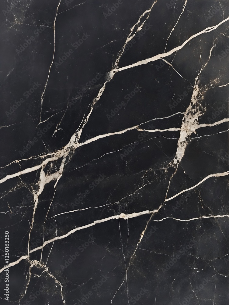 Aufkleber Elegant Black Marble Surface with Unique Veins and Patterns for Design : Generative AI