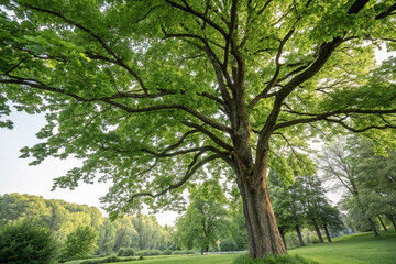 Majestic tree park spring sunlight nature