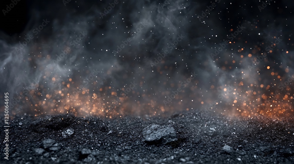 Aufkleber stunning dust and smoke texture with glowing particles on dark background for creative design : gene