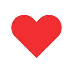 Red heart symbol isolated on transparent background, love icon, simple heart shape, flat vector illustration for love, romance, and affection themes