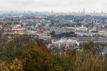 Buildings in Kyiv, view from St. Andrew's Church in the city centre.